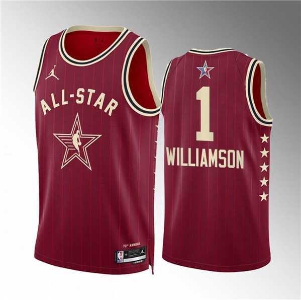 Mens 2024 All-Star #1 Zion Williamson Crimson Stitched Basketball Jersey->2024 all star->NBA Jersey